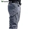 Męskie dżinsy męskie spodnie taktyczne wiele kieszeni elastyczność kieszonkowa wojsko miejskie spodnie Mężczyźni Mężczyźni Slim Fat Cargo Pant 5xl 230817