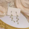 Dangle Earrings Luxury Leaves Earring Plated Gold Color Delicate Micro Inlaid Cubic Zircon CZ Stud Wedding Charm Jewelry Pendant