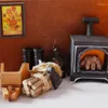 Felizs decorativas Acessórios para decoração de bonecas 1:12 Miniaturas lareira/enxada/fardos de palha/carrinho de lenha/madeira para artesanato de Natal