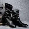 Buty włoskie kowboja butów motocykl czarne męskie męskie zima wysokiej jakości skórzane botki botas męskie 230817