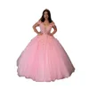 2023 abiti da ballo sexy rosa Quinceanera Abiti 3D Fiori floreali Appliques in pizzo Lunghezza da pavimento in tulle da ballo da ballo abiti da ballo da ballo