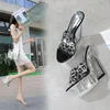 Dress Shoes Ladies Sandals Female High Heels PVC Fish Mouth Shape Leopard Slope Heel Non Slip Thick Bottom Increase Clear