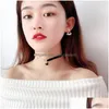 Chokers Short Small Red Heart Choker Simple Temperament Net Love Pearl Chain Necklace Rope Necklaces Women Jewelry Drop Delivery Penda Dhun7