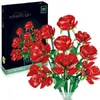 블록 MOC 로맨틱 로즈 플라워 빌딩 블록 3D 모델 식물 정원 DIY 화분 포팅 된 벽돌 Fomantic Illustration Kit Girl Gift 10803 230817