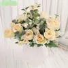 Dekorativa blommor kransar konstgjorda blommor Silk Rose Christmas Wedding Bridal Bouquet Party Bouquet Living Room Table Home Decoration Fake Flowers HKD230818