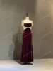 Party Dresses Real Pos Burgundy Velvet Luxury Heavy Beads Crystals Short Sleeves Mermaid Formal Prom Dance Bridal Evening