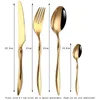 Ensembles de vaisselle Golden El Set Mirror 304 en acier inoxydable table de table à fourche à fourche de café Steak Steak Cutlery