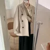 Women's Suits UNXX Petite Tweed Coat 2023 Autumn Winter British Style Short Simple Commuting Oatmeal Thickened