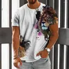 Męskie koszule T-Summer retro krótko-rękawowe T-shirt Trend Trend 3D Digital Printing Top Elastyczna koszula odzieżowa dla mężczyzn