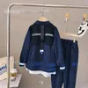 Комплекты одежды 312 лет подростки для мальчиков Blazer костюм 2023 Весенняя осень детей ВМС синий красивый британский полосатый молодежный курт