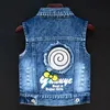 Waistcoat Baby Girl's Denim Cartoon Vest Jas Coat Outfits Toddler Kinderen pailletten borduurwerkmeisjes Waastcoat Kinderen Kleding Outerwear 230817