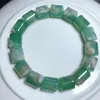 Bangle Natural Green Flower Agate Bucket Bracelet Handmade Crystal Quartz Jewelry Stretch Children Birthday Gift 1pcs 12MM