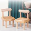 50Pcs/Lot Lazy Mobile Phone Holder Solid Wood Beech Table Top Chair Decoration Craft Creative Base Stool Mini Bracket