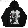 Men's Hoodies Sweatshirts Cartoon Letter Star Printing Sweater Women's 2023 Super Large Cartoon Printing Harajuku Leisure Gothic Street Loose Top Z230819