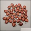 Charms Bijoux Résultats Composants Naturel Stone 15 mm Heart Rose Quartz Lapis Lazi Turquoise Opale Pendant Diy pour les boucles d'oreilles Collier Dr Dhgvy