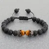 Bedelarmbanden zwarte lava stenen kroon tijger oog kralen armband voor mannen vrouwen gevlochten handgemaakte verstelbare sieraden