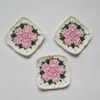 Table Mats 8.5CM Handmade Cherry BlossomTeapot Pad Heat Insulation Pastoral Square DIY Crochet Doilies Multicolor