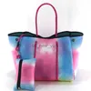 Totes Frauen große Kapazität Strandtasche Tasche Sport Fitness Badeanzugbeutel Neopren Tasche Sommer Reisehandtasche Schulter Einkaufstaschen HKD230818