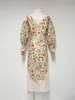 Australian Dress Early Autumn Vintage Flower Print Category Lantern Sleeves, Slim Fit Shirt Dress Long Dress