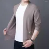 Cardigans de malha elegantes com camisola versátil de camisola versátil com bolsos para a primavera de outono casual desgaste feminino cor sólida cor