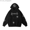 Men's Hoodies Sweatshirts EMBROIDERED STAR LETTER HOODED SWEATER USA EMBROIDERY Y2K autumn loose casual jacket in double tops Z230819