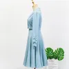 Abito da due pezzi Kpop iu Lee ji eun Party Fashion Blue Slim Cread Cardigan Jackets rivestimento Eleganti gonne a ginocchia a ginocchia ad alta vita da 2 pezzi Set Women 230817