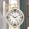 Wanduhren doppelseitige Uhr Zweiseitig Wohnzimmer im europäischen Stil des Europäischen Stils kreativ moderner Minimalist