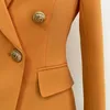 Costumes pour femmes Blazers High Street EST Baroque Designer Blazer Slim Fit Alm Boutons Lion Double Breasted Veste Orange 230817