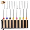 BBQ Tools Accessoires D2 8pcs Barbecue Spies Camping Supplies Uitbreidbare Roasting Sticks Grill Stainless Steel Telescoping Smores 230817