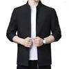 Men's Jackets Men Coats Stand Collar Solid Color Long Sleeve Zipper Cardigan Slim Formal Business Pockets For Chaquetas Hombre