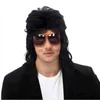 Syntetyczne peruki HairJoy syntetyczne włosy Disco Mullet Peruki dla mężczyzn Hippie Długie Krzywiona Peruka na imprezę Halloween HKD230818