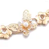 Belts Diamante Women's Butterfly Pearl Rhinestone Crystal Metal Chain Belt For Evening Dress