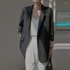 Frauenanzüge Mode Blazer Kerbe Kragen Single Button drei Viertelhülsen Chiffon White Anzug Jacken Herbst 2023 17A9098