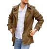 Men's Trench Coats Men's Comfortable Jacket Stylish Mid Length Coat Windproof Casual Streetwear With Lapel Button Decor For Fall