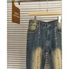 Jeans pour femmes 2023 Mode Été Deepsea Série Industrie lourde Perle Jambe large Bellbottoms Pantalon en denim mince 230817