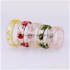 Band Rings Fashion Dried Flowers Cute Transparent Resin Ring For Women Girls Romantic Gifts Party Handmade Jewelry Drop Delivery Dhiu8