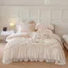 Set di biancheria da letto di lusso rosa 1000tc cotone egiziano romantico francese principessa set di matrimoni set di pizzo piumino coperchio piumino foglio foglio foglio