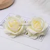 Decorative Flowers Wreaths 10PCS 6.5CM European Autumn Rose Wedding Wall Decoration Flower Artificial Vintage Chest Flower Hat Flower Accessories HKD230818