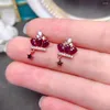 Stud Earrings MeiBaPJ Natural Colombian Emerald/Sapphair/Ruby Crown Real 925 Silver Fine Charm Jewelry For Women