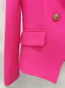 Womens Suits Blazers High Street Stylish Designer Blazer Classic Double Breasted Metal Buttons Slim Mitting Jacket Pink 230817