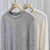 Women's Sweaters Totem Fall Casual Light Gray Cotton Blend Long-sleeved Knit Sweater Basic Paragraph Bottoming Shirt Tops