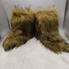 Stövlar 2022New Winter Fluffy Furry Fur Warm Snow Boots Women Plysch Faux Fake Fox Päls Boots Waterproof Ankle Boots Ladies Party Shoes J230818