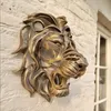 Dekorativa föremål Figurer Harts Lion Head Wall Mounted Sculpture Art Decoration Animal Statues Luxury Inomhus utomhus Hus Craft Prydnadsdekor 230817
