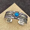 Bangle NY Kaohsiung Feather Turquoise Open Bransoleta Xiang Xu Personalized Retro Made Old Pure Line dla mężczyzn i kobiet