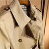 Burbrys Kamek damski płaszcze mody oryginalne marki marki średniej długości wiatrówki beżowy podwójnie piersi wysokiej jakości PLA278V