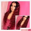 Perruques en dentelle 13x6 vague profonde 1b cheveux humains de couleur rouge pour femme ombre perruque pré-cueillie brésilienne Remy Drop Livilor Products dhf24