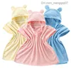 Serviettes robes peignoir compagnon compagnon de bain à capuche pour enfants serviette de bain corallien peignoir en velours ultra absorbant de bain absorbant pour bébé pour enfants Z230819