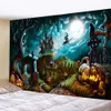 Tapestres Halloween decoração de casa de tapeçaria pendurada hippie decoração de bruxaria Tapiz Pumpkin Lantern Festive Polyester Art Wall Carpet R230817