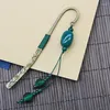 Ancient Style Metal Bookmark Chinese Creative Gift Student Stationery Agate Fringed National
