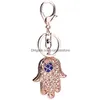 Keychains Lanyards Creative Marine Animals Rhinestone the Eye of Devil Little Turtle Keychain Female Bag Pendant Gift Drop Delivery Dhzl4